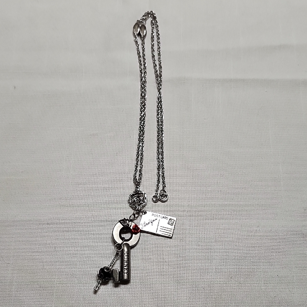 Silver Love Postcard Pendant Necklace